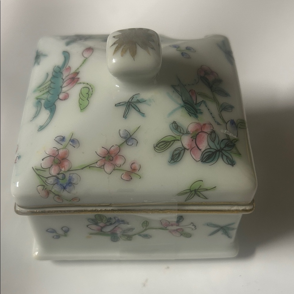 Antique China Floral Ceramic mustard jar with Lid not original spoon - Picture 6 of 9